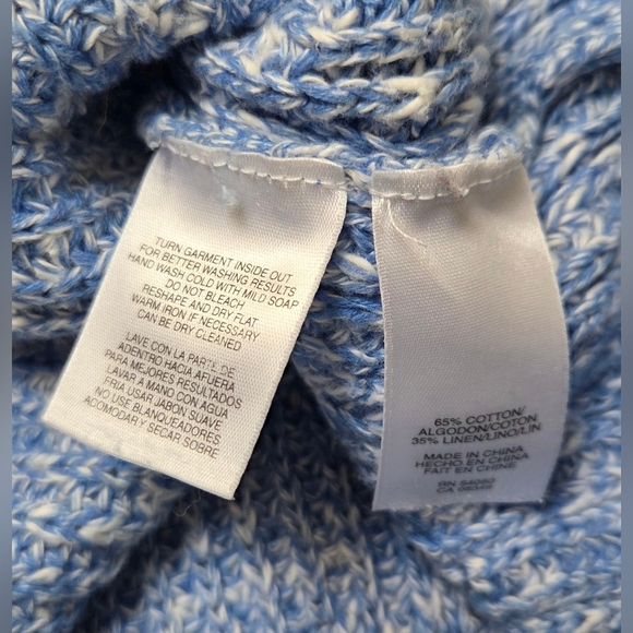 Jones New York Speckled Blue V-Neck Boxy Boho Cottagcore Pullover Sz S/M Sweater - Picture 7 of 7